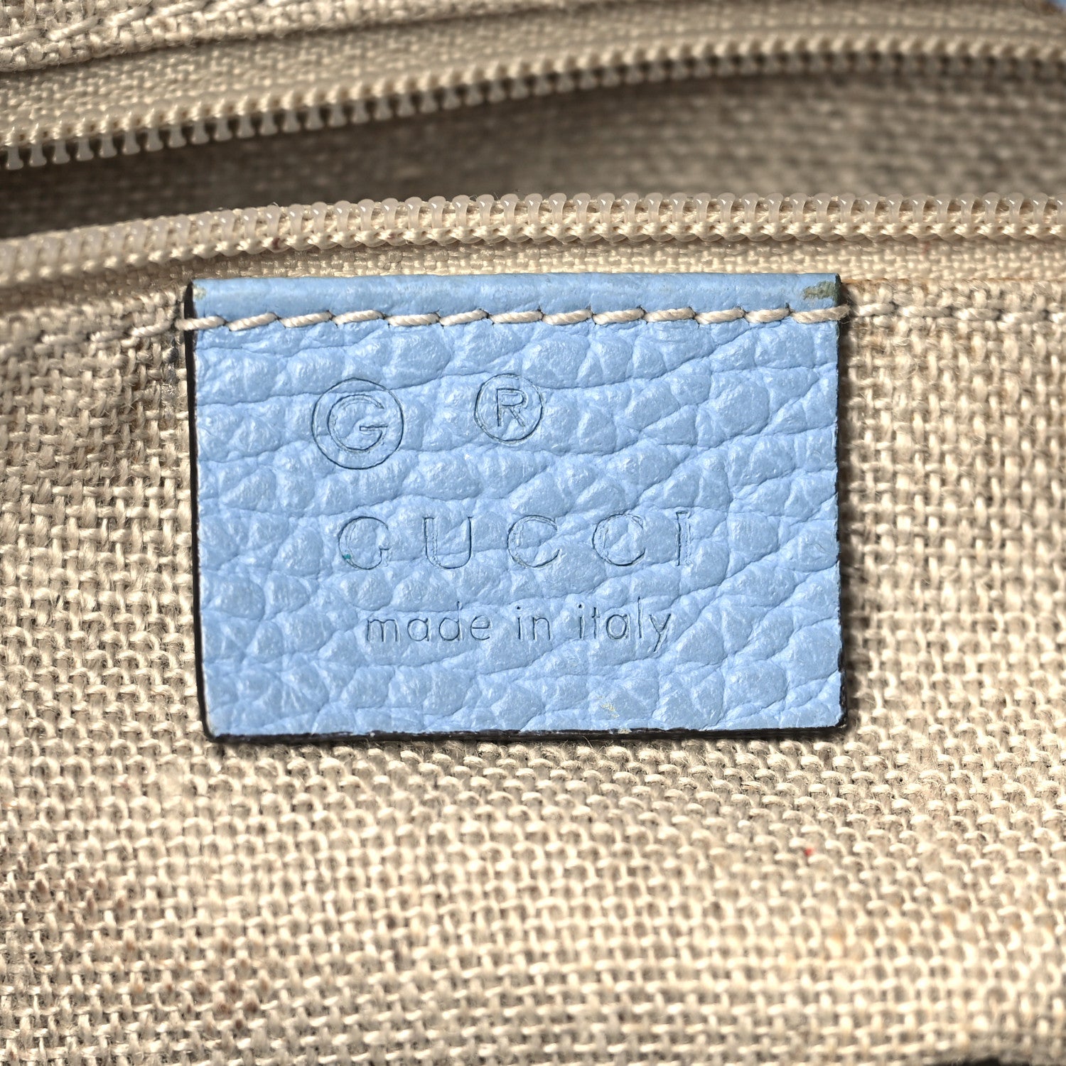Gucci Monogram Dollar Calfskin Small Bree Tote Beige Ebony Mineral Blue 6 of 11