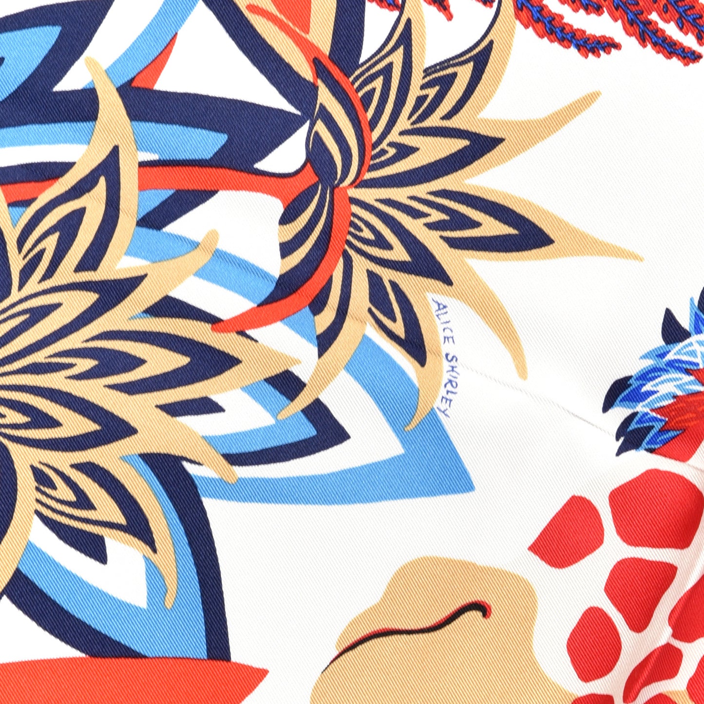 Silk Twill The Three Graces Scarf 90 White Rouge Bleu