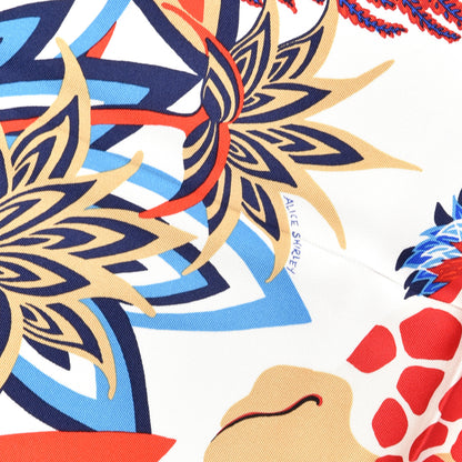 Hermes Silk Twill The Three Graces Scarf 90 White Rouge Bleu 3 of 4