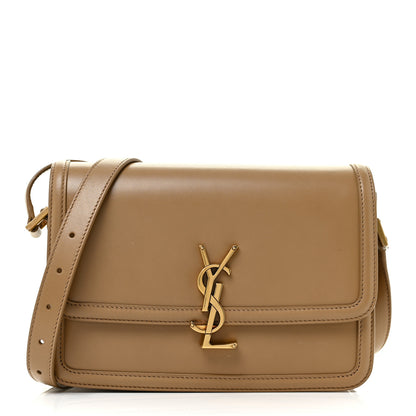Saint Laurent Box Calfskin Monogram Medium Solferino Satchel Natural Tan 1 of 12