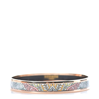 Hermes Enamel Printed Le Jardin De La Maharani Narrow Bracelet 65 Rose Candeur 1 of 6