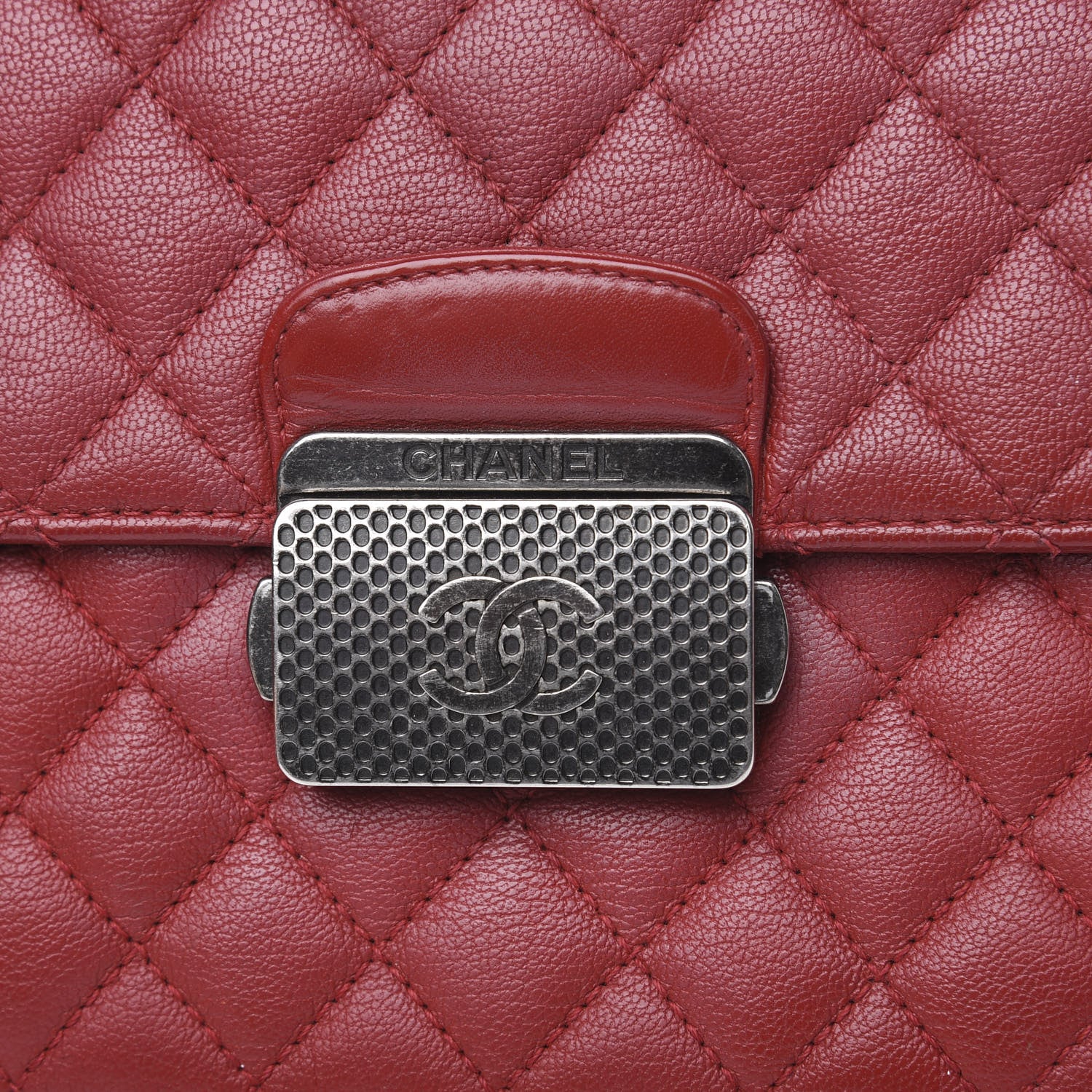 Chanel Goatskin Quilted Small CC University Top Handle Flap Red 11 of 15