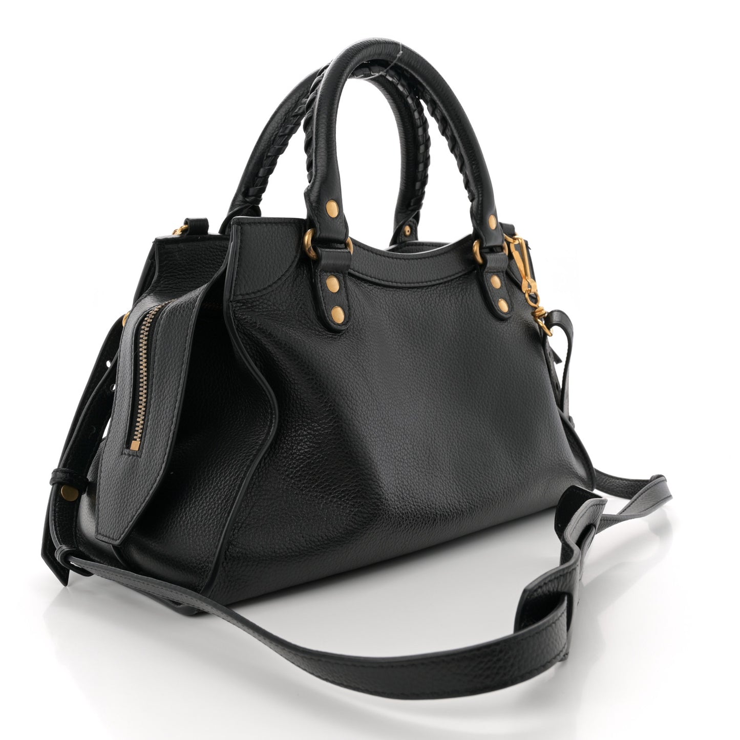 Grained Calfskin Neo Classic Gold Hardware S City Black