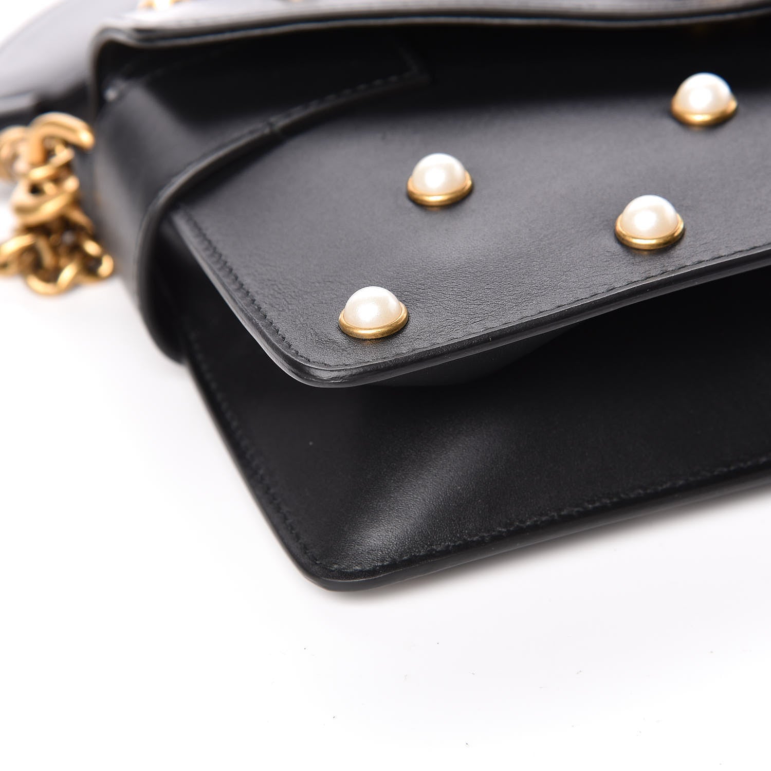 Gucci Nappa Pearl Studded Mini Queen Margaret Broadway Shoulder Bag Black 8 of 11