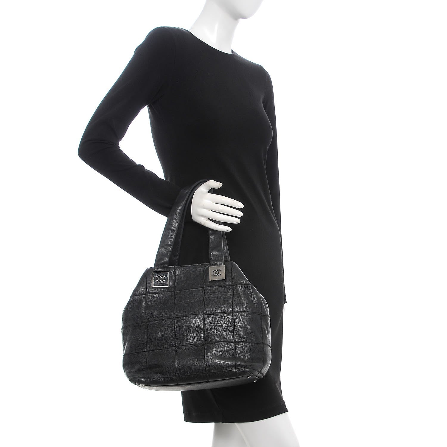 Chanel Caviar Square Stitched Tote Black 2 of 13
