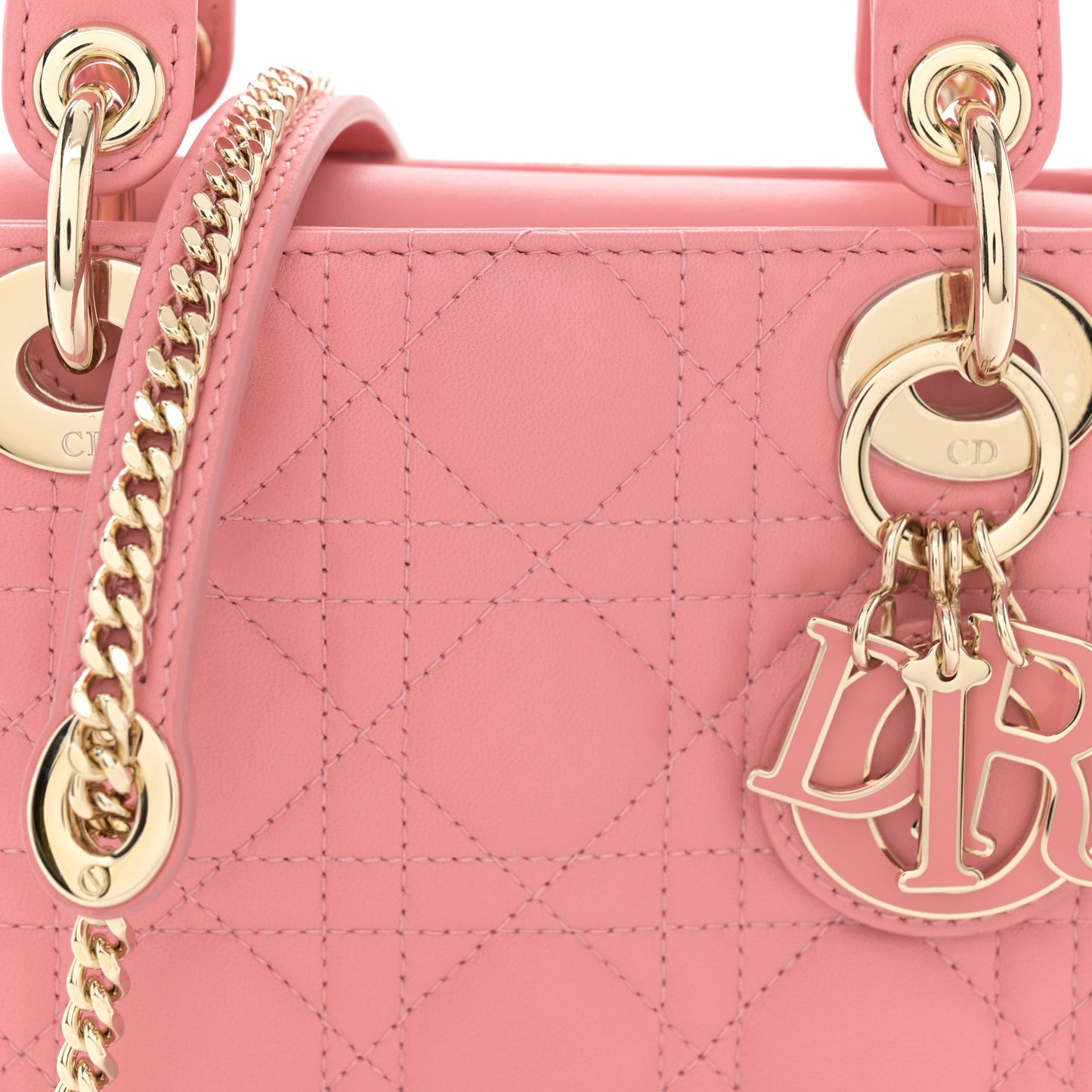 Lambskin Cannage Mini Lady Dior Peach Blossom
