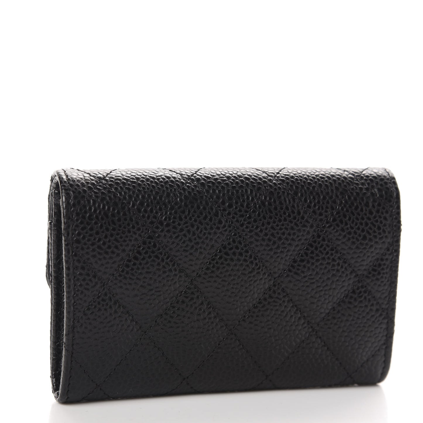 Caviar Quilted Flap Card Holder Black