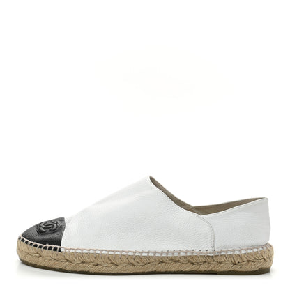 Chanel Grained Calfskin CC Espadrilles 41 White Black 1 of 8