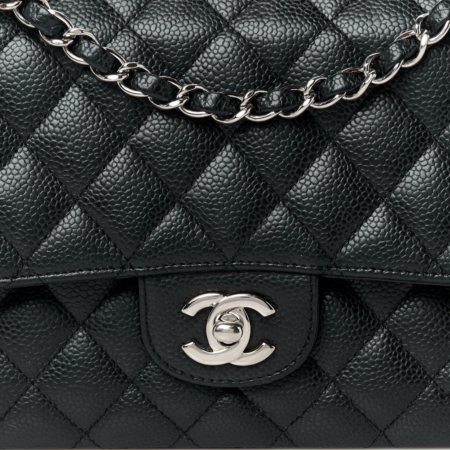 Caviar Quilted Medium Double Flap Black