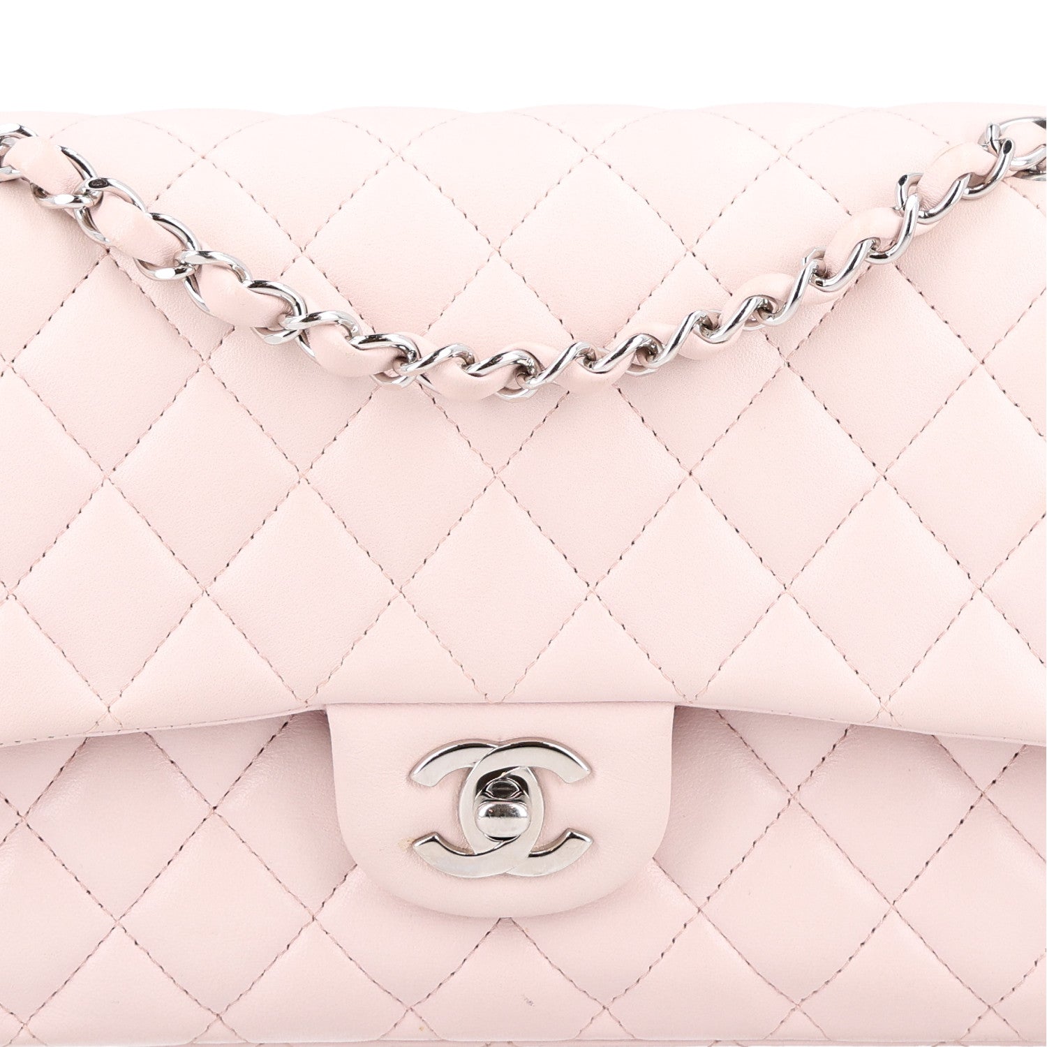 Chanel Lambskin Quilted Medium Double Flap Light Pink 10 of 11