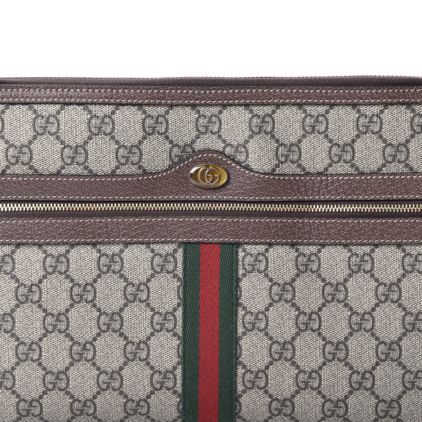 GG Supreme Monogram Large Ophidia Pouch Clutch Brown