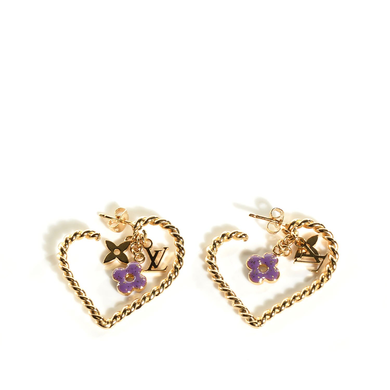Louis Vuitton Sweet Monogram In My Heart Hoop Earrings Gold 1 of 4