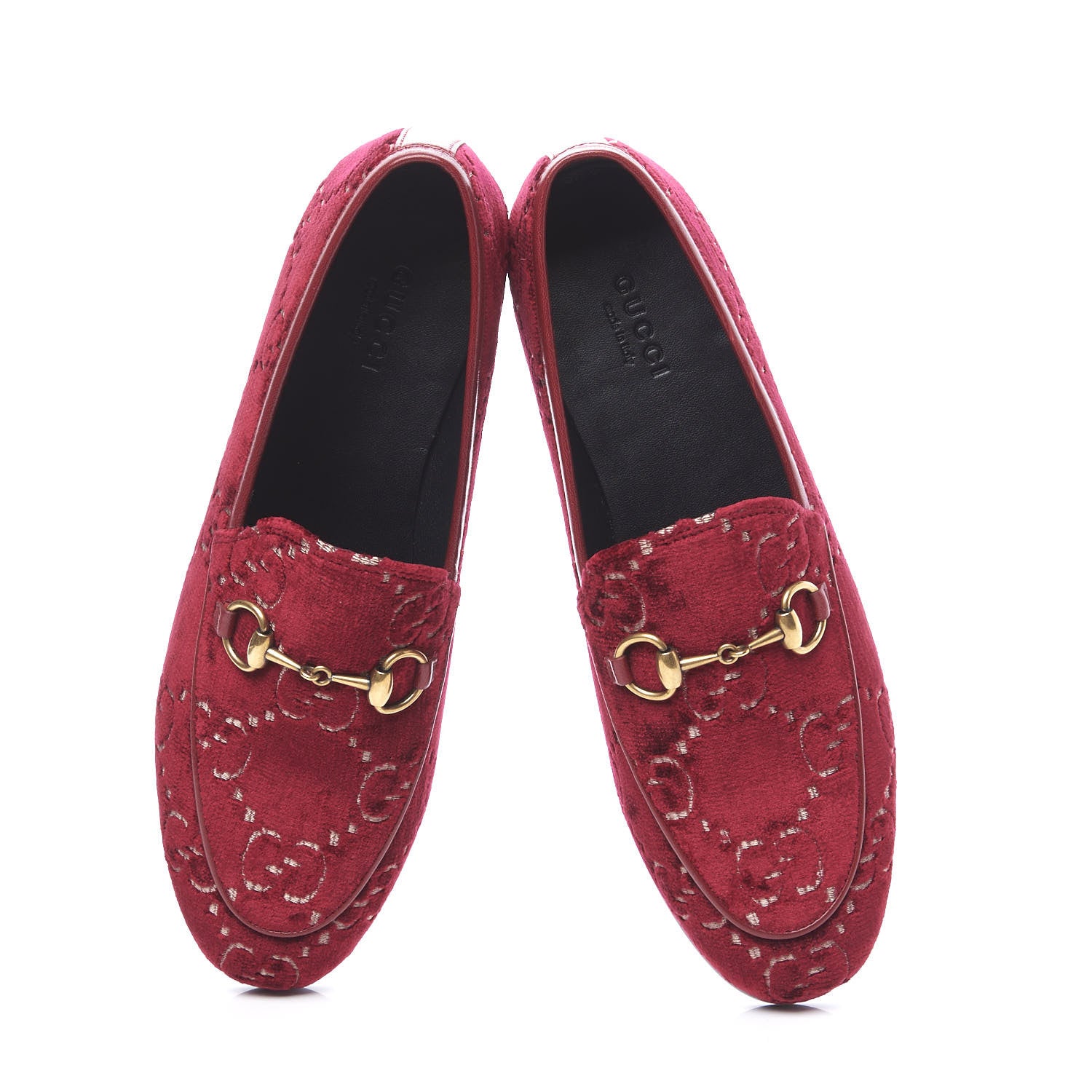 Gucci Velvet Malaga Kid GG Monogram Horsebit Womens Jordaan Loafers 36 Red Cipria Romantic Cerise 5 of 11