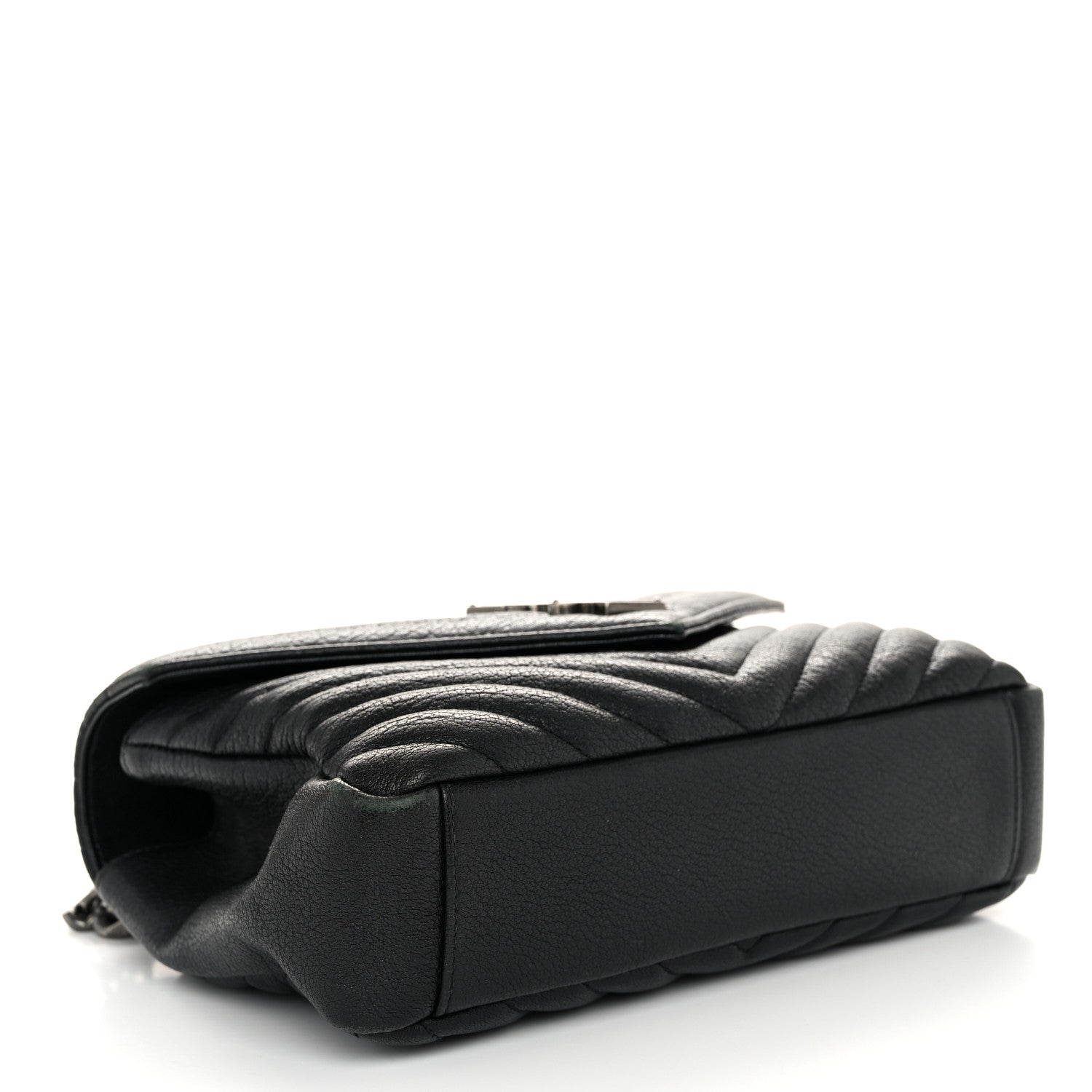 Saint Laurent Sheepskin Matelasse Chevron Monogram Medium College Bag Black 4 of 12