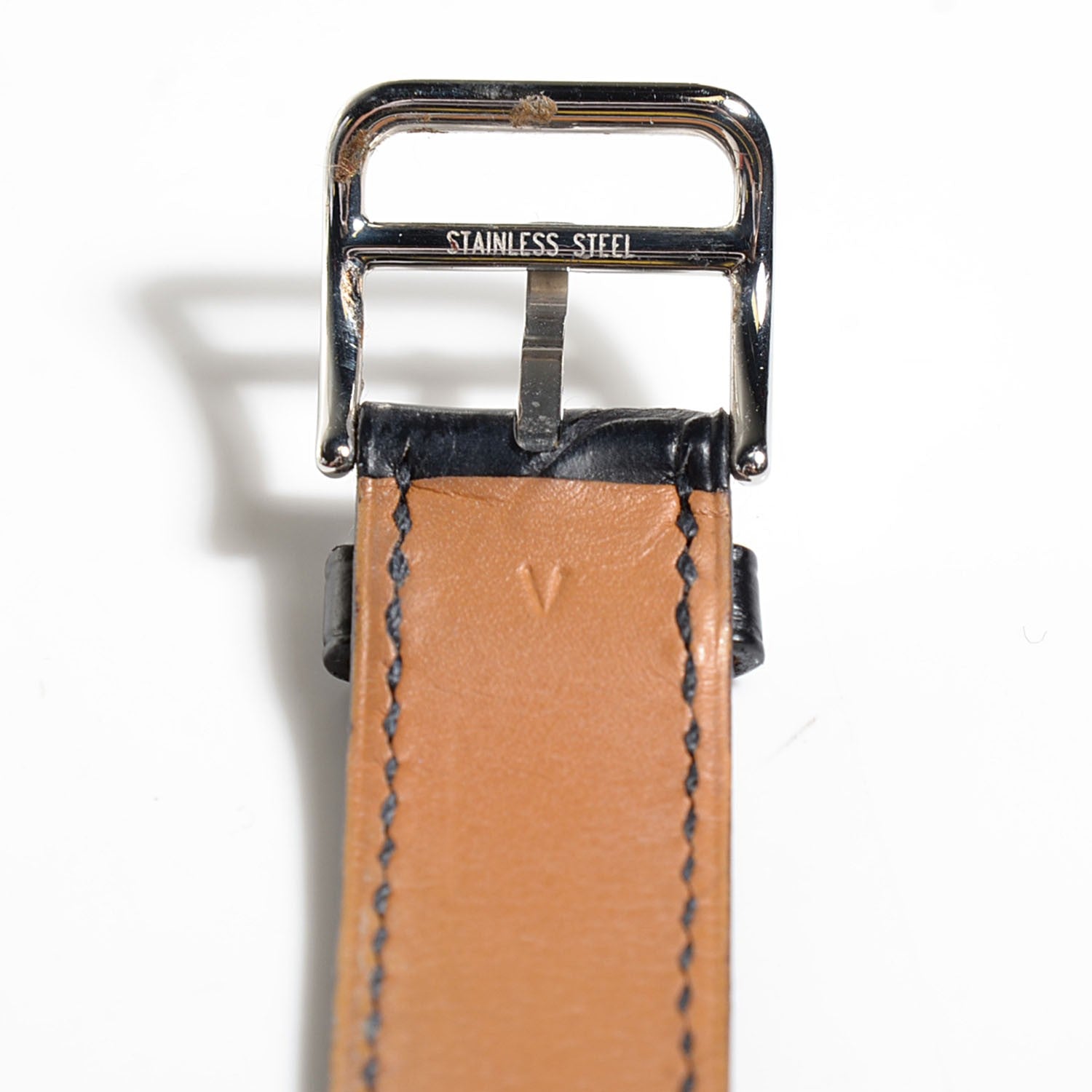 Hermes Shiny Porosus Crocodile 26mm SS Belt Quartz Watch Noir and Rouge Vif 12 of 13