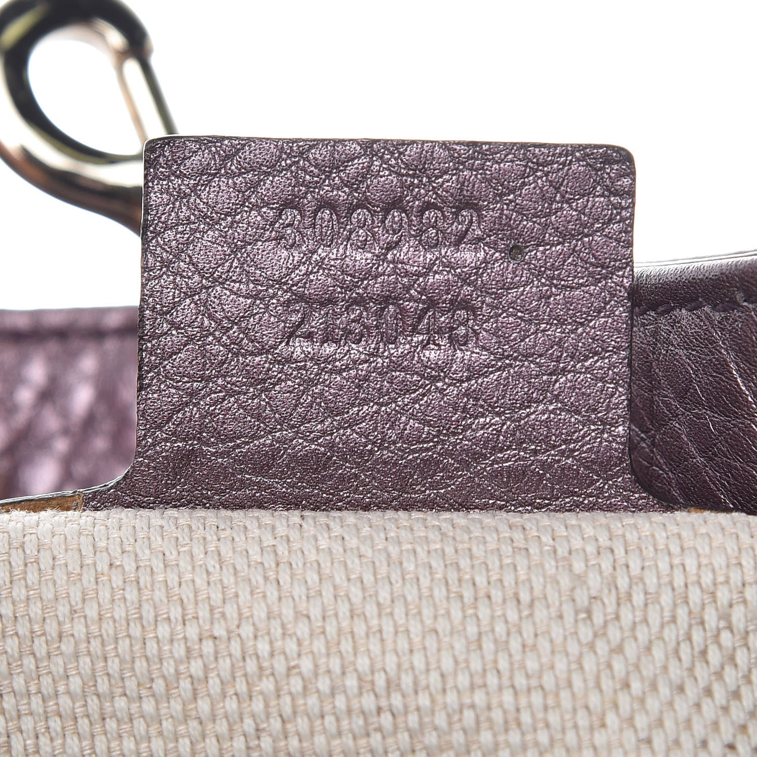 Gucci Metallic Pebbled Calfskin Medium Soho Chain Shoulder Bag Purple 7 of 10