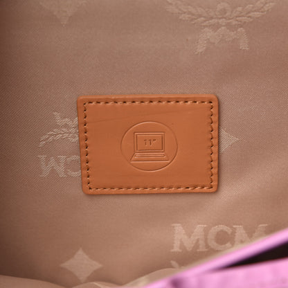 MCM Calfskin Visetos Diamond Printed Small Backpack Pink Cognac 6 of 11