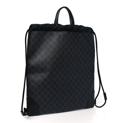 Gucci Soft GG Supreme Monogram Appia Calfskin Web Drawstring Backpack Black 3 of 12