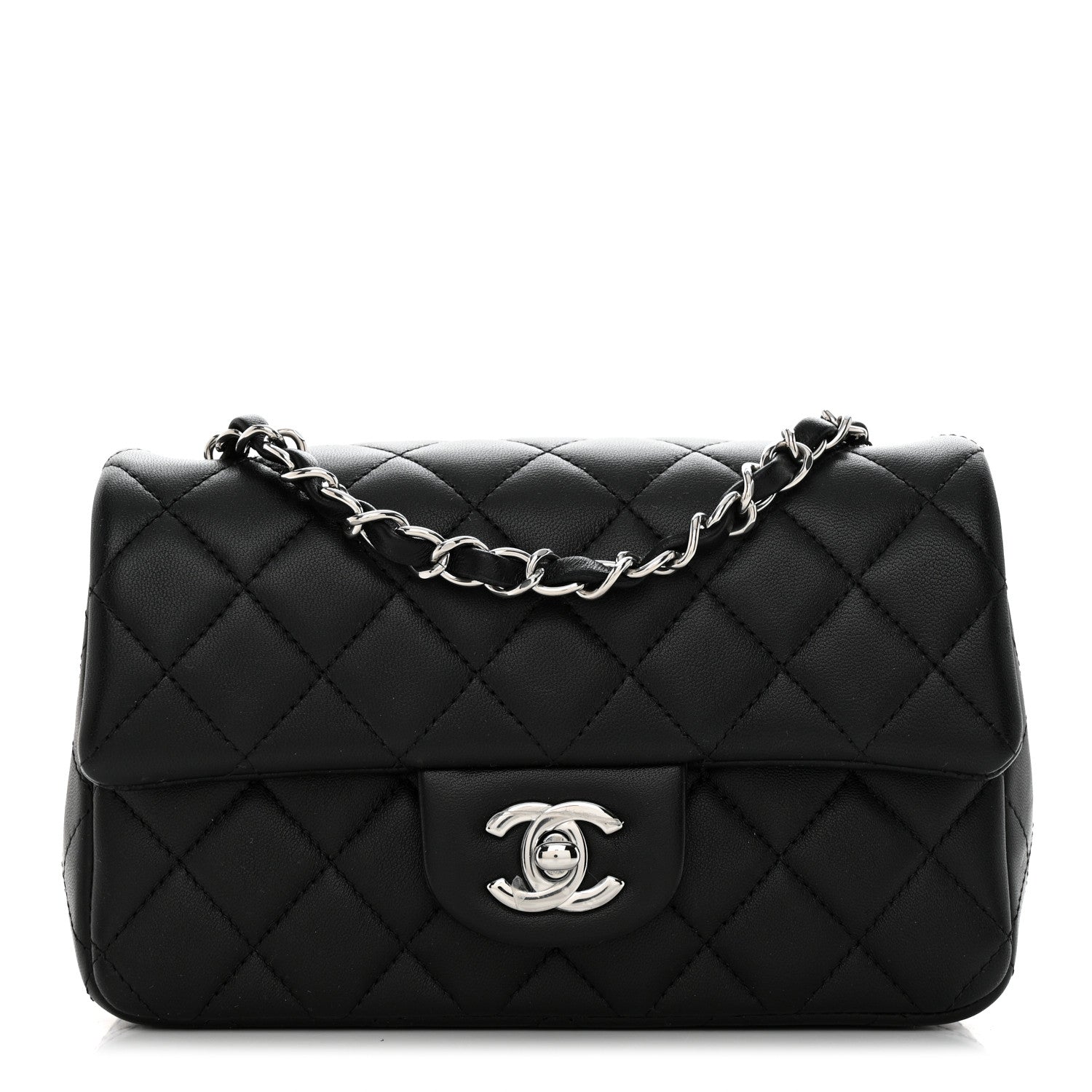 Chanel Lambskin Quilted Mini Rectangular Flap Black 1 of 10