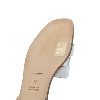 Hermes Box Calfskin Oran Sandals 37 White 12 of 16