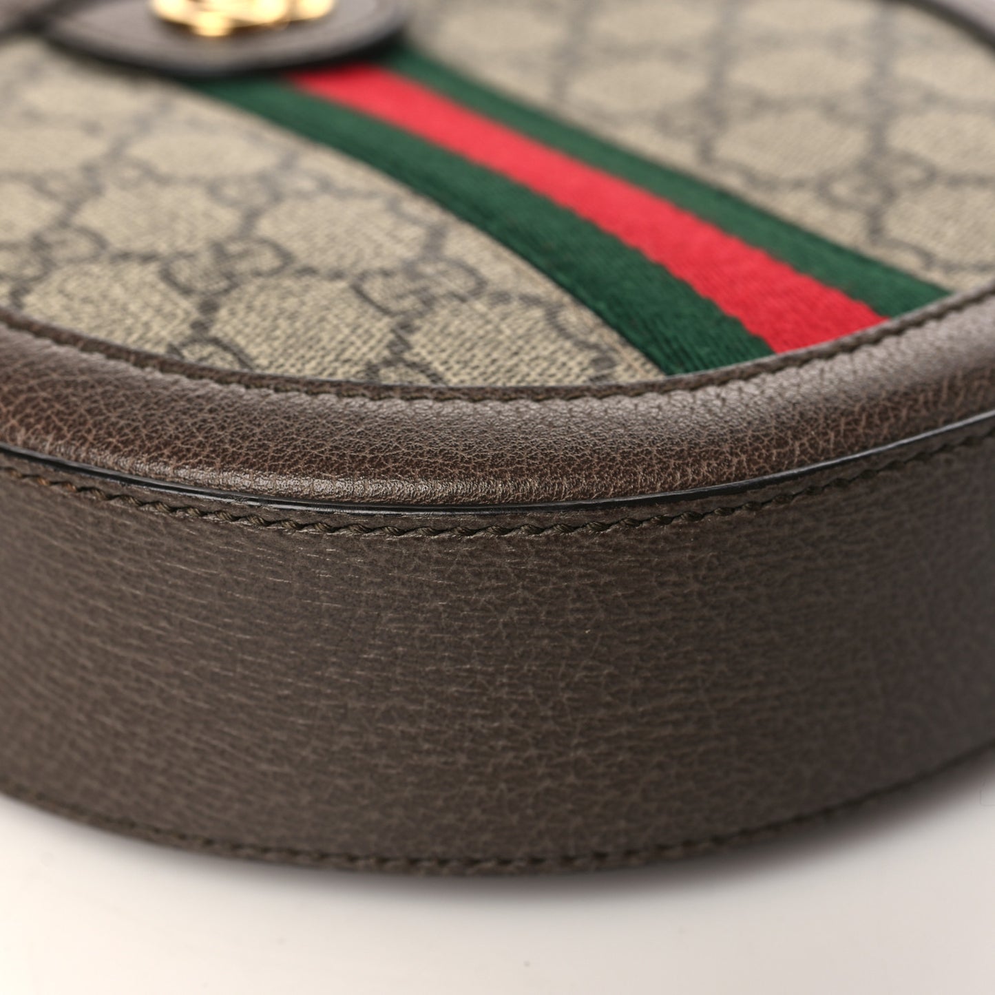 GG Supreme Monogram Web Mini Ophidia Round Shoulder Bag Brown