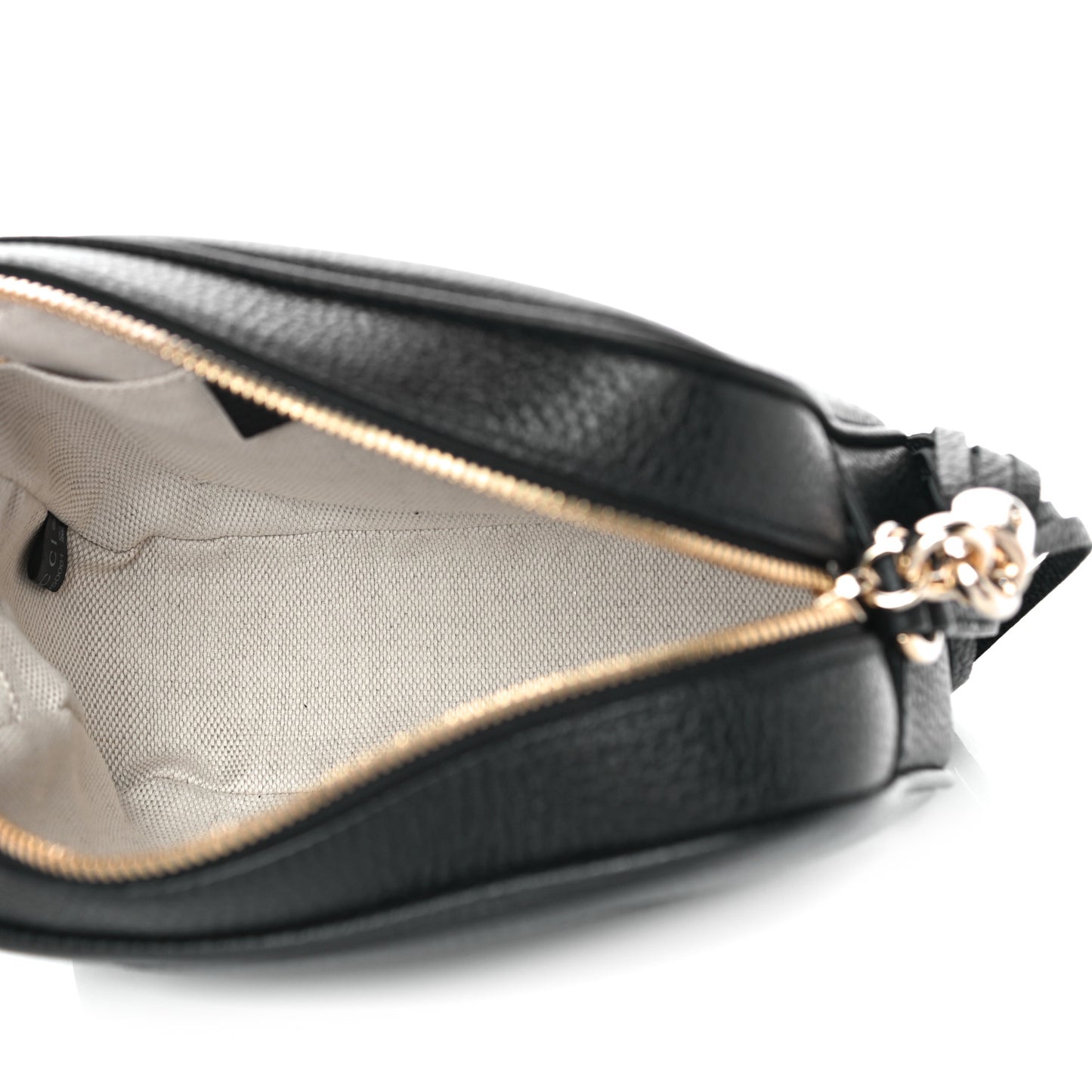 Pebbled Calfskin Small Soho Disco Bag Black