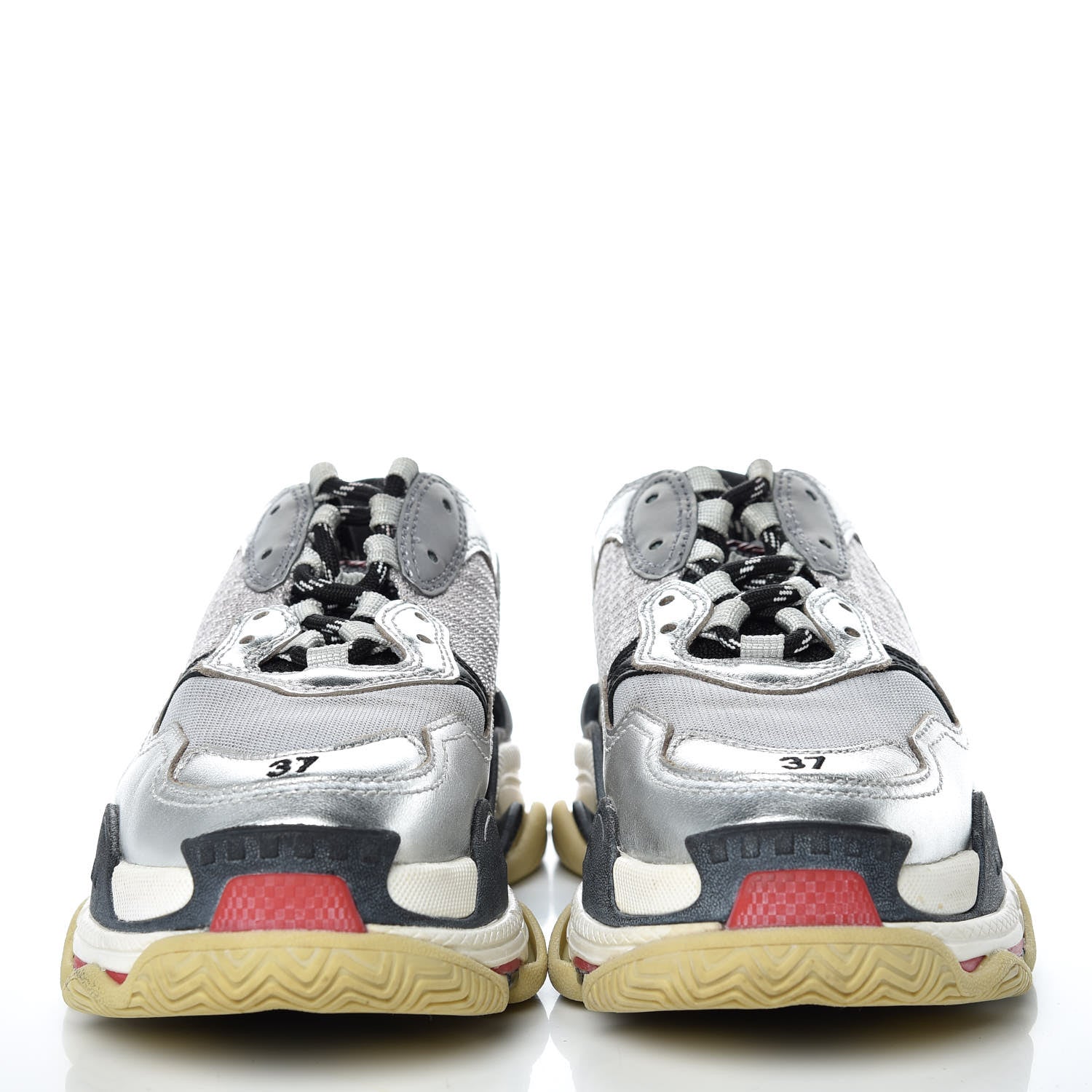 Balenciaga Mesh Nubuck Womens Triple S Sneakers 37 Black Argent 2 of 8
