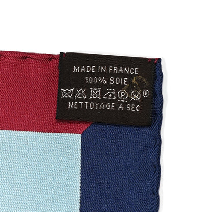 Hermes Silk Harnais De Timon Scarf 90 Bleu Glacier Bordeaux 5 of 5