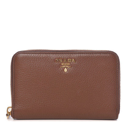 Prada Vitello Daino Compact Zip Around Wallet Palissandro 1 of 7