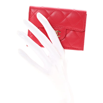 Chanel Lambskin Quilted Double Flap Wallet  Dark Pink 2 of 8