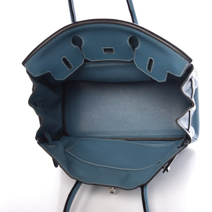 Hermes Taurillon Clemence Birkin 30 Blue Jean 5 of 8