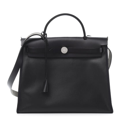 Hermes Toile H Berline Vache Hunter Herbag Zip PM 31 Black Ecru 1 of 14