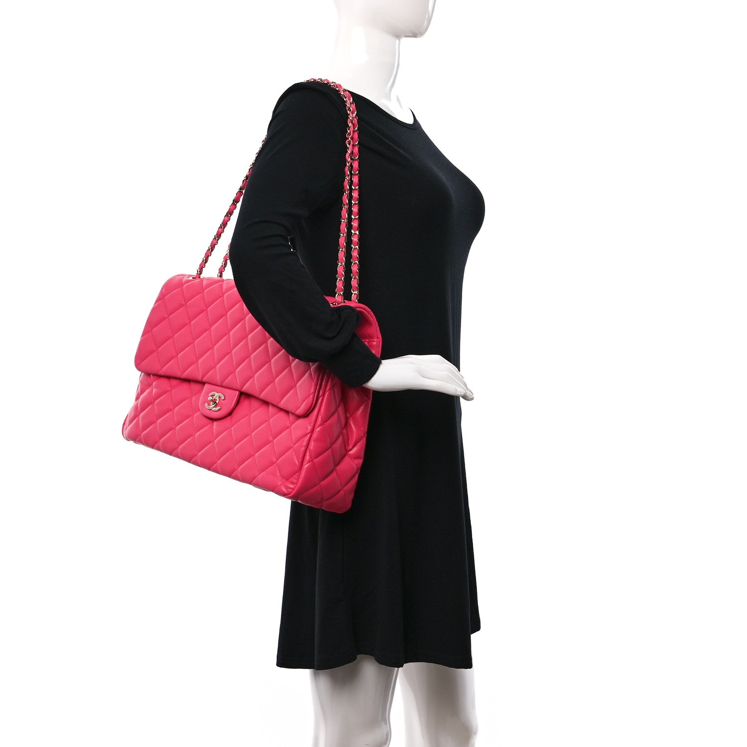 Chanel Caviar Quilted XXL Travel Flap Bag Dark Pink 2 of 11