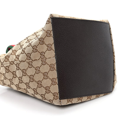 Gucci GG Monogram Medium Web Handle Bucket Tote Dark Brown 9 of 10