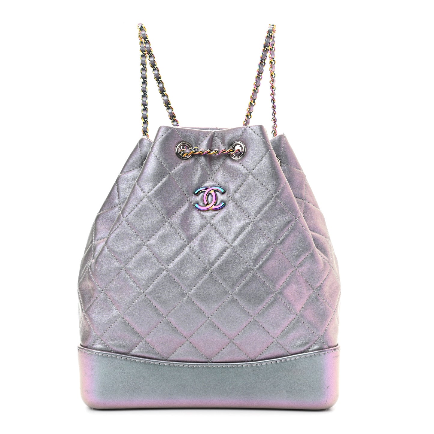 Iridescent Lambskin Calfskin Small Quilted Gabrielle Backpack Light Purple