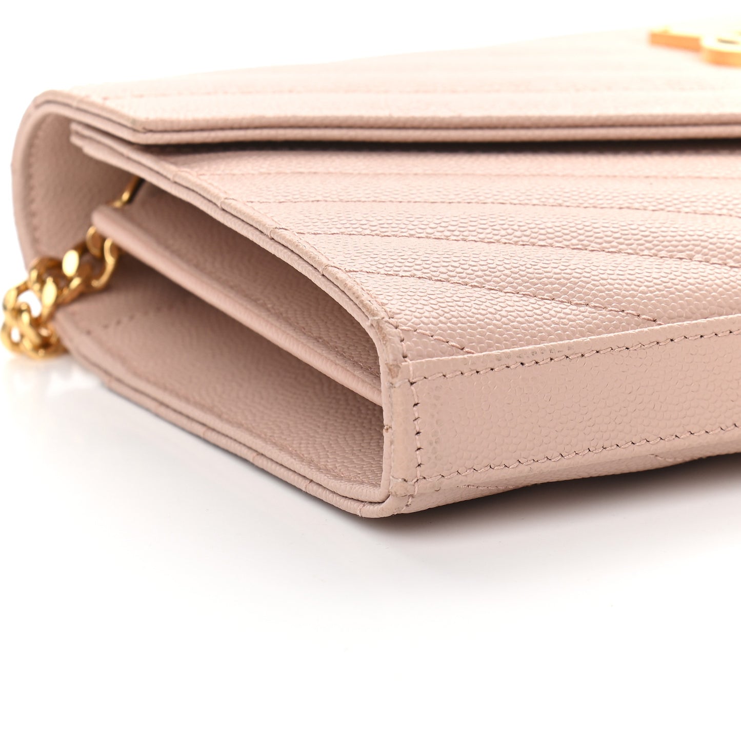 Grain De Poudre Matelasse Chevron Monogram Chain Wallet Pale Pink