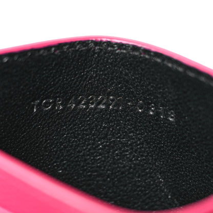 Saint Laurent Grain De Poudre Matelasse Chevron Monogram Credit Card Case Fresh Fuxia 7 of 11