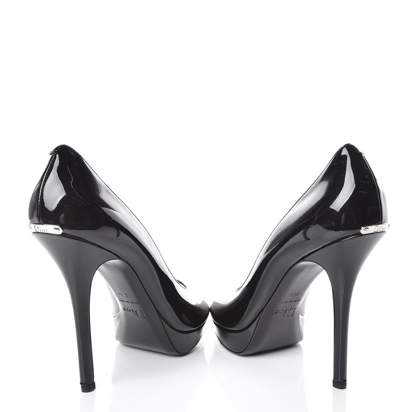 Patent Peep Toe Pumps 39.5 Black
