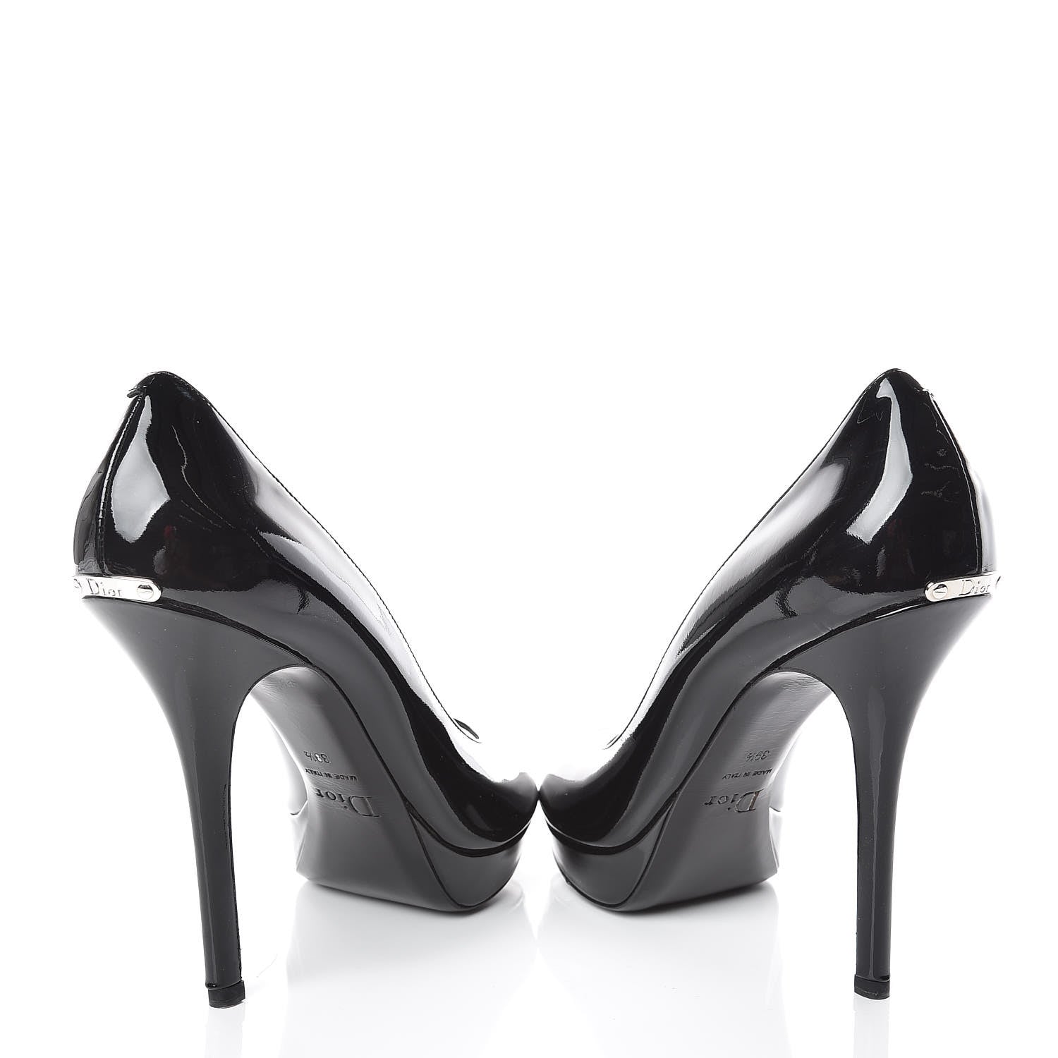 Christian Dior Patent Peep Toe Pumps 39.5 Black 6 of 9