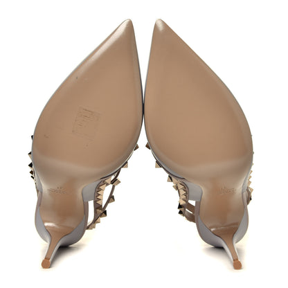 Valentino Garavani Calfskin Nappa Rockstud Ankle Strap 100mm Pumps 41 Pastel Grey Poudre 11 of 12