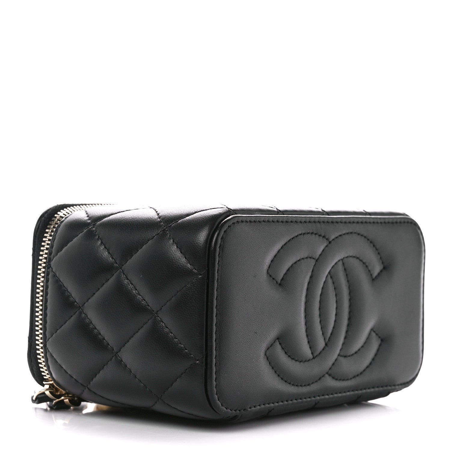Chanel Lambskin Quilted Pearl Crush Small Vanity Case With Chain Black 4 of 12