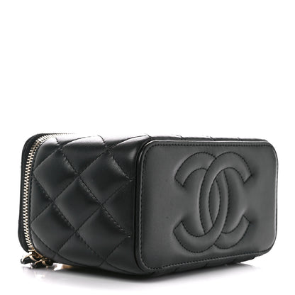 Chanel Lambskin Quilted Pearl Crush Small Vanity Case With Chain Black 4 of 12