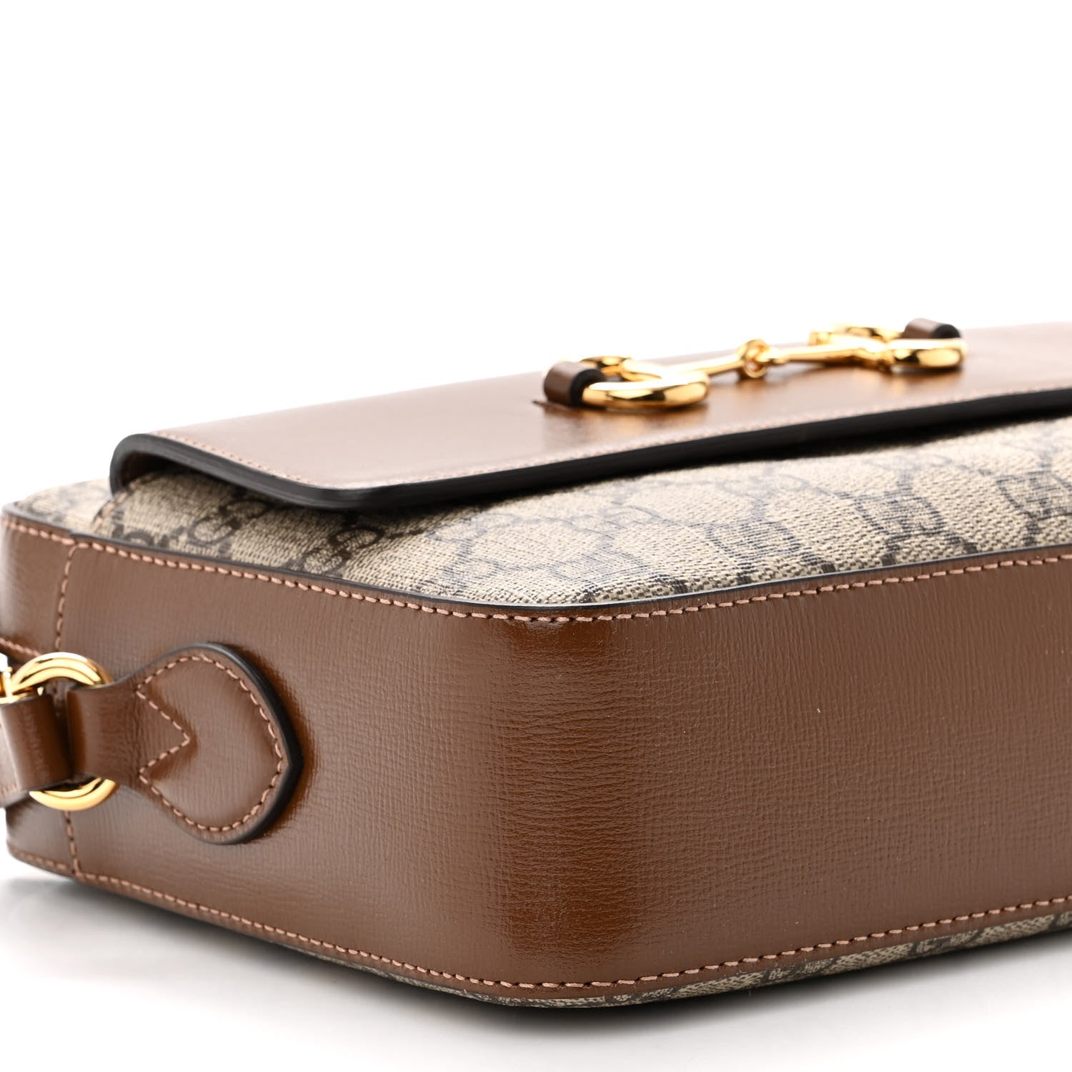 Gucci GG Supreme Monogram Small Horsebit 1955 Shoulder Bag Beige Brown Sugar 9 of 10