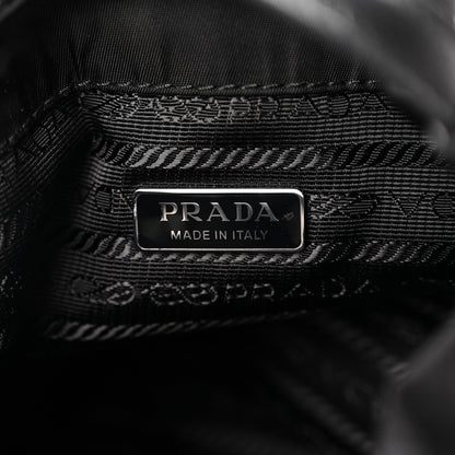 Prada Tessuto Saffiano Ricamo Sequin Crystal Embellished Mini Re-Edition 1978 Bucket Bag Black 6 of 9