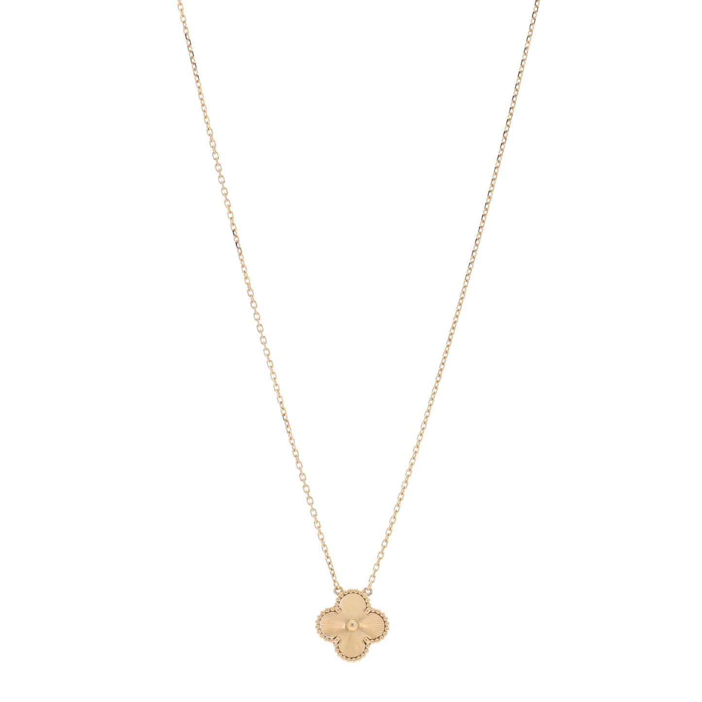 18K Yellow Gold Guilloche Vintage Alhambra Pendant Necklace