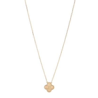 Van Cleef & Arpels 18K Yellow Gold Guilloche Vintage Alhambra Pendant Necklace 1 of 5