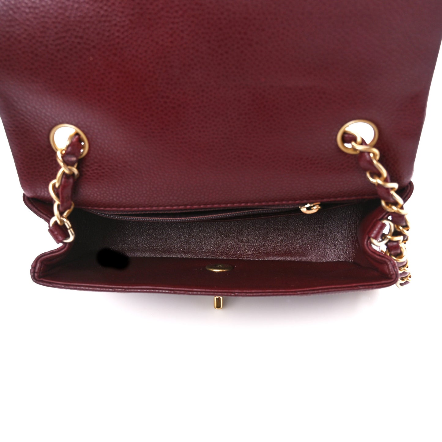 Caviar Quilted Mini Rectangular Flap Dark Red
