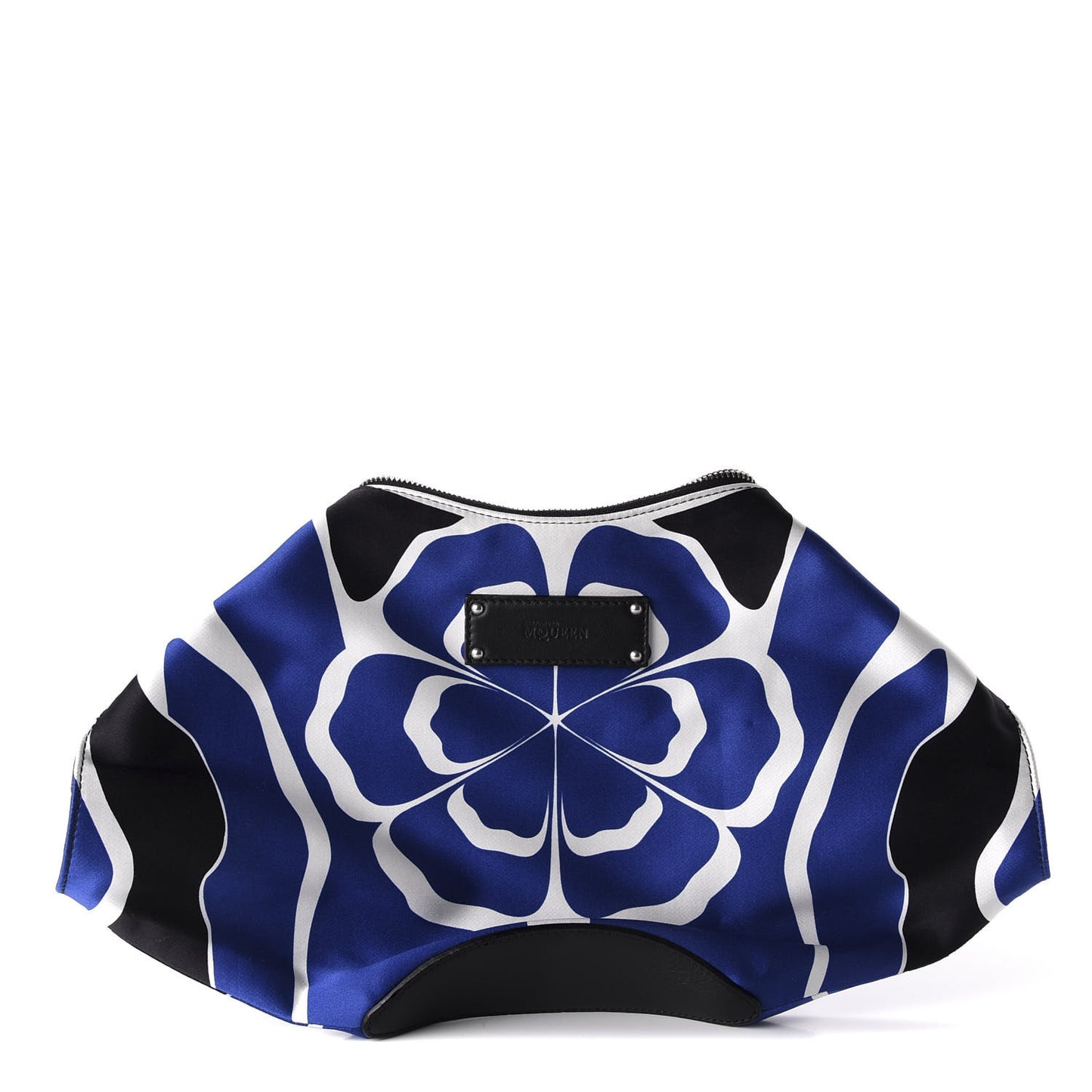 Silk Flower Collage De Manta Clutch Royal Blue Black