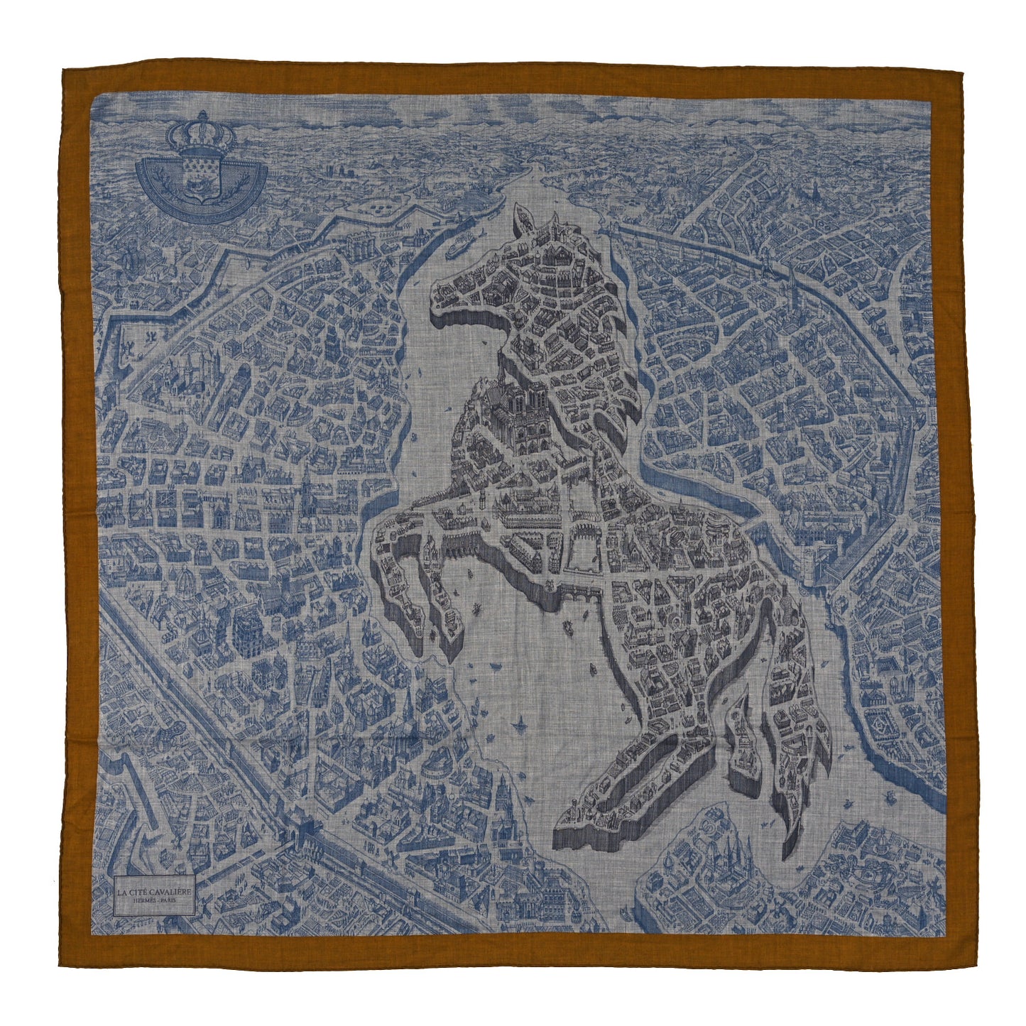 Cashmere Silk La Cite Cavaliere Shawl 140 Gold Gris Chine