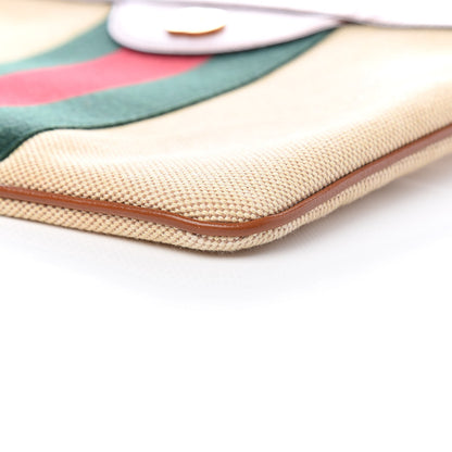 Gucci Vintage Canvas Web Pouch Sand Cuir 10 of 11